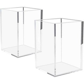 Resim Ganzhoushop Akrilik Kalemlik 2 Paket, Şeffaf Masaüstü Kalemlik Bardak Kırtasiye Düzenleyici 