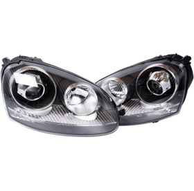 Resim Volkswagen Golf 5 GTI R32 Jetta 2003-2009 Far Seti Mercekli Sol Sağ Siyah Krom Tak Çalıştır 