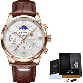 Resim Hanyang Altın Gül Beyaz Lıge Marka Paslanmaz Çelik Saatler Erkek Için Yaratıcı Moda Aydınlık Büyük Arama Kronograf Saat Erkek Rahat Kol Saatleri (Yurt Dışından) 