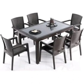 Resim Novussi Rattan Claris 150 Masa Takimi Kahve 