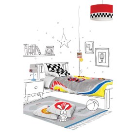 Resim Ready Steady Go Çift Taraflı Pamuk Saten Çok Renkli Çocuk Nevresim Seti 140x200cm 