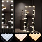 Resim 8/10/14/16 adet Makyaj Aynası Işıkları, 3 Renkli Aydınlatma Makyaj LED Ampuller, Kısılabilir USB Powered Ayna Aydınlatma, Banyo Vanity Teşhir Dolabı Berber Masası için 