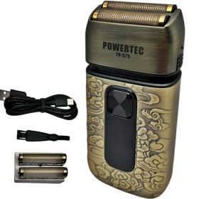Resim Powertec TR-575 Profesyonel Günlük Sakal Tıraş Makinesi (Çift Elek Başlıklı ve Yedek Başlık Hediyeli) 
