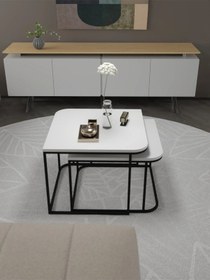 Resim Uslucan Alışveriş Orta Sehpa Damla İkili Lüx Beyaz Çok Renkli 