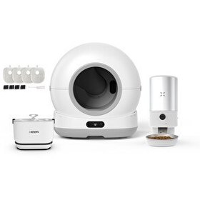 Resim Xenon Smart Akıllı Kamerasız Kedi Tuvaleti Çelik Kase 5 LT Mama Kabı Bataryalı Su Pınarı ve Filtre 4'lü Pet Seti 