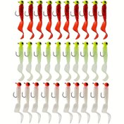 Resim 10 Adet Gerçekçi Yumuşak Solucan Balıkçılık Yemleri Kanca ile - Jig Başlı Swimbaits Bass için, PVC Malzeme, Gerçekçi Tasarım Çoklu Renklerde (Yeşil, Sarı, Turuncu, Kırmızı, Beyaz, Gri) - Balıkçılar İçin Temel Takım, Balıkçılık İçin Solucanlar 