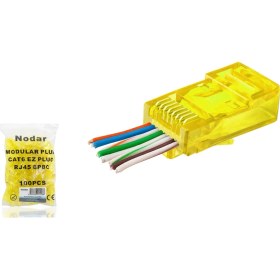 Resim İlk El Grup Ieg™ Cat6 Ez RJ45 Konnektör - 100 Adet Sari / Ekonomik Poşet Paket ND2408 