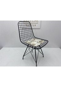Resim Knsz kafes tel sandalyesi 1 li mazlum syhçiçek gri kumaş ofis cafe bahçe mutfak 