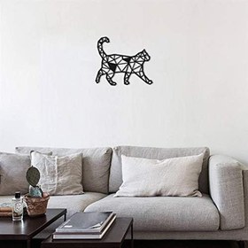 Resim SUME Geometrik Desen Kedi Ahşap Duvar Dekoru 