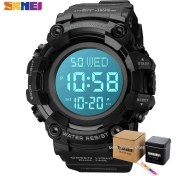 Resim Hanyang Black2 Kutusu ile Skmeı Büyük Kadran Kronometre Spor Saatler Erkek LED Işık Dijital Kol Saatleri 5bar Su Geçirmez Geri Sayım Saati Reloj Hombre 1968 (Yurt Dışından) 