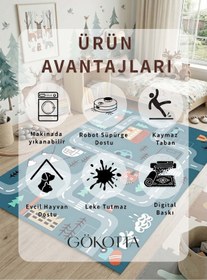 Resim Gökotta Araba Yollu Trafik Yolu Eğitici Oyun Halısı Dijital Baskılı Kaymaz Taban Çocuk Odası Halısı 