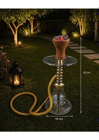 Resim 45 Cm Cam Tabanlı Nargile Takımı 18 Cm Geniş Taban, Modern Tasarım, Bahçe & Teras Keyfi 