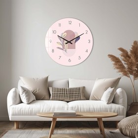 Resim Pembe - Cam Duvar Saati - 80 cm / Çerçevesiz 
