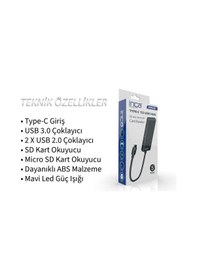 Resim Inca Itpc-5t Type-c Giriş 2xusb Sd-micro Sd2.0 Çoklayıcı Usb 3.0 Çoklayıcı Çevirici Mavi Led 