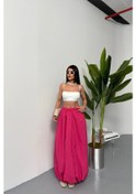 Resim The İstanbul Bel Lastikli Balon Etek Şanel Boy Soft Kumaş - Fuşya FUŞYA 