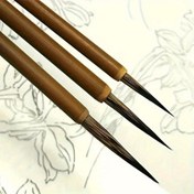 Resim 3'lü İnce Detaylı Sanat Fırça Seti - El Yapımı, Yıkanabilir Bambu & Fare Kılı Kalemler Yağlıboya, Suluboya ve Çin Kaligrafisi için 