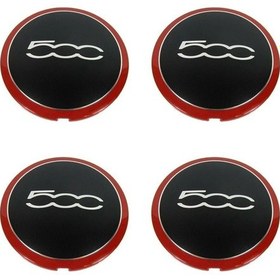 Resim Lasonstiges Fiat 500 Tekerlek Merkezi Jant Kapakları İçin 133mm Jant Kapağı Logolu Etiket 68078419ac 68078421ac 51884863 Kırmızı 