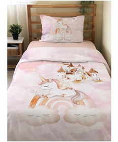 Resim Evmila Unicorn Desenli Nevresim Takımı - 160x220cm Nevresim +50x70cm Yastık Kılıfı+90x190cm Çarşaf 