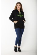 Resim Kadın Büyük Beden Siyah Kapşonlu Kanguru Cepli Sweatshirt 65n37185-siyah Siyah 