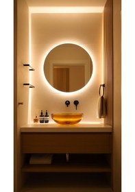 Resim 80 Cm Yuvarlak Led Işıklı Banyo Aynası Banyo, Antre, Yatak Odası Ve Makyaj Gün Işığı 