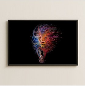 Resim Renkli Aslan Dijital Sanat Pleksi Tablo 