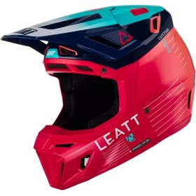 Resim Leatt GPX 8.5 V23 cross enduro motosiklet kaskı + Velocity 5.5 gözlük kırmızı lacivert L 