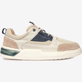 Resim Erkek Beyaz Açık Vizon Hakiki Deri Sneaker Ayakkabı 
