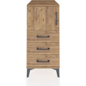 Resim Kronos Komodin Tek Raflı 3 Çekmeceli Tek Kapaklı 44X59X96 Çam-Çam 
