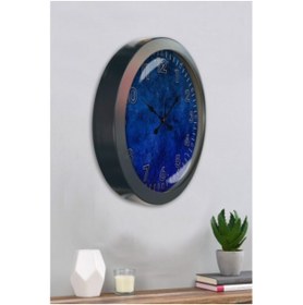 Resim Bahat Salon Ofis Duvar Saati Gri Metal Çerçeve 36 Cm 
