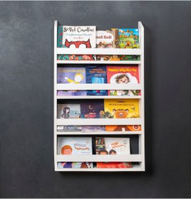 Resim yavuzconcept Montessori Model 4 Raflı Eğitici Kitaplık Çocuk Odası Çalışma Odası Kitaplık Rafı 