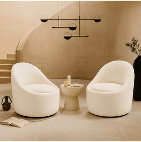 Resim arge demo Oscar Ikili Berjer Çay Seti Döner Koltuk Üstelik Sandıklı !!! Berjer Beyaz Renk 