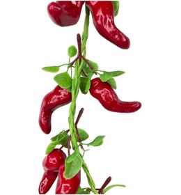 Resim Yapay Kırmızı Biber Salkımı Süs Sahte Biber Yapay Meyve Sebze 