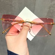 Resim 1 adet Kadın&Apos;S Moda Kelebek Şekilli Çerçeve Gözlük - Pembe Metal Çerçeve, Koruma, Günlük Kullanım ve Özel Günler için Şık ve Şık Gözlük | Kelebek Şekilli Tasarım | Dayanıklı Gözlük 