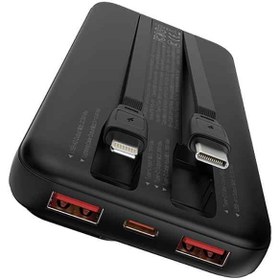Resim Recci RPB-P67 PD 20W Dijital LED Göstergeli Hızlı Şarj Özellikli Type-C ve Lightning Kablolu Powerbank 22.5W 10000mAh - Siyah 