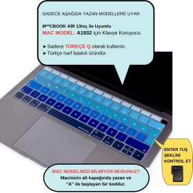 Resim McStorey Laptop Macbook Air Klavye Kılıfı Türkçe Q Harf Baskılı A1932 ile Uyumlu Ombre 