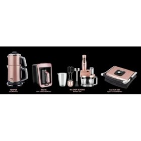 Resim Fakir 4 Parça Elektrikli Çeyiz Seti – Rose Gold Paslanmaz Çelik Su Isıtıcı, Kahve Makinesi, Blender ve Tost Makinesi 