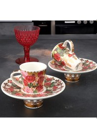 Resim Kosova Türk Kahve Fincanı 6 Kişilik 12 Parça İçe Geçmeli Çok Renkli 