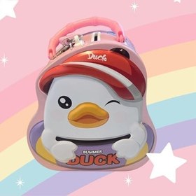 Resim Eğlenceli metal kumbara, hayvan şeklinde, asma kilit ve anahtar, çocuklar ve kızlar için büyük boy – Ördek kumbarası, yengeç, dinozor bebek, tek boynuzlu at bebek, penguen (yaz beyaz ördek) 