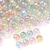 Resim 30/50/100 adet 8/10/12mm Glitter Renkli Kaplama AB Akrilik Gevşek Aralık Boncuk Takı Yapımı DIY Moda Bileklik Kolye Telefon Zinciri El Yapımı El Sanatları Malzemeleri 