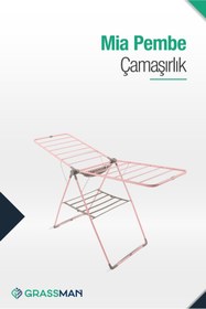Resim Vipaş Lowell Pembe Extra Kalın Borulu Mandal Sepetli Sağlam Çamaşır Kurutma Askılığı - Pembe 