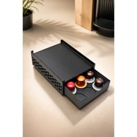 Resim Perim3d Nespresso Inissia D40/C40 Uyumlu Yükseltici Çekmece | 12 Kapsüllü Kahve Makinesi Standı - Siyah 