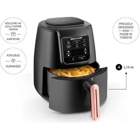 Resim Karaca Ev Yemeği, Közleme, Sulu Yemek Yapabilen 3 ürün 1 arada Tencereli Airfryer Rosegold 