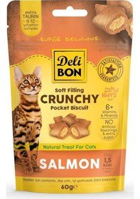Resim Delibon Crunchy İçi Dolgulu Bisküvi Somonlu Kedi Ödülü 60 G 