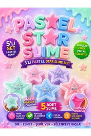 Resim Lina Toys Star Slime Pastel 5’li Set - Parlak Şeffaf Yumuşak Esnek Slime Oyuncak 