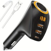 Resim Meridiangoods Tiensun 175w Araç Şarj Cihazı Type C Usb Voltmetre A İle C Kablolu 