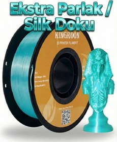 Resim Silk Pla Filament Su Yeşili Aqua / Teal - 1.75mm 1kg - Ekstra Parlak 