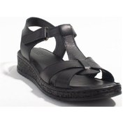 Resim Dagoster Dza07 60021015 Siyah Günlük Ortopedik Deri Kadın Sandalet 001 