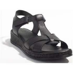 Resim Dagoster Dza07 60021015 Siyah Günlük Ortopedik Deri Kadın Sandalet 001 