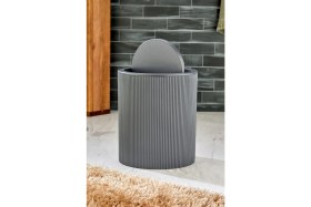 Resim Line Çizgili Yuvarlak Kapaklı Klik Çöp Kovası Banyo Mutfak 