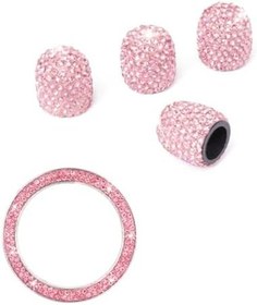 Resim PartyKindom Araba Gövdesi Kapağı Araba Jantları Direksiyon Kilidi Araba Lastiği Buton Kontak Anahtarı Kapağını Başlat Tekerlekli Ev Araba Montajı Araba Direksiyonu Pembe 